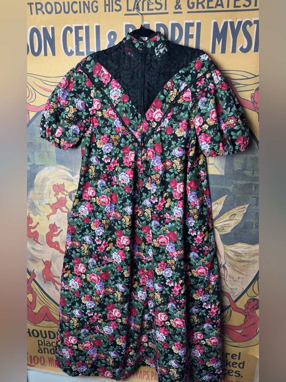 Especially for You…Rare 90s Vintage Floral Cottagecore Puff Sleeve Midi Dress - Picture 4 of 8